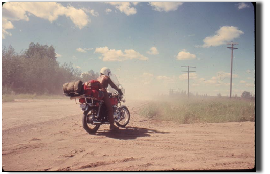 we lost pavement a few miles up the Alaska Highway - dust and mud for the next thousand miles we lost pavement a few miles up the Alaska Highway - dust and mud for the next thousand miles