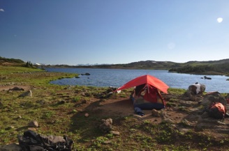Marmot Lake camp -
end of the trail -
from here you are on your own